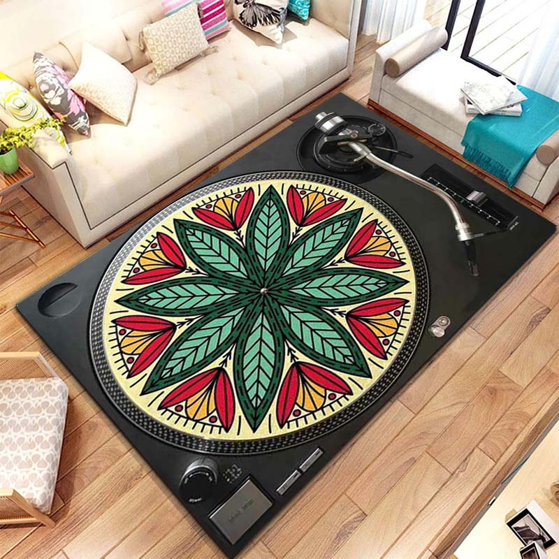 Commercial Kitchen Vinyl Flooring - Muziek Vinyl Disc Player Patroon Tapijt