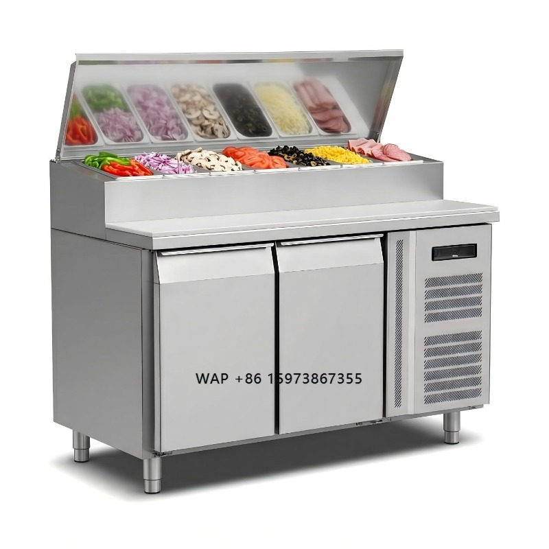 Commercial Kitchen Refrigerator - OEM Koelkast voor sandwichbereiding, 2-deurs, roestvrij