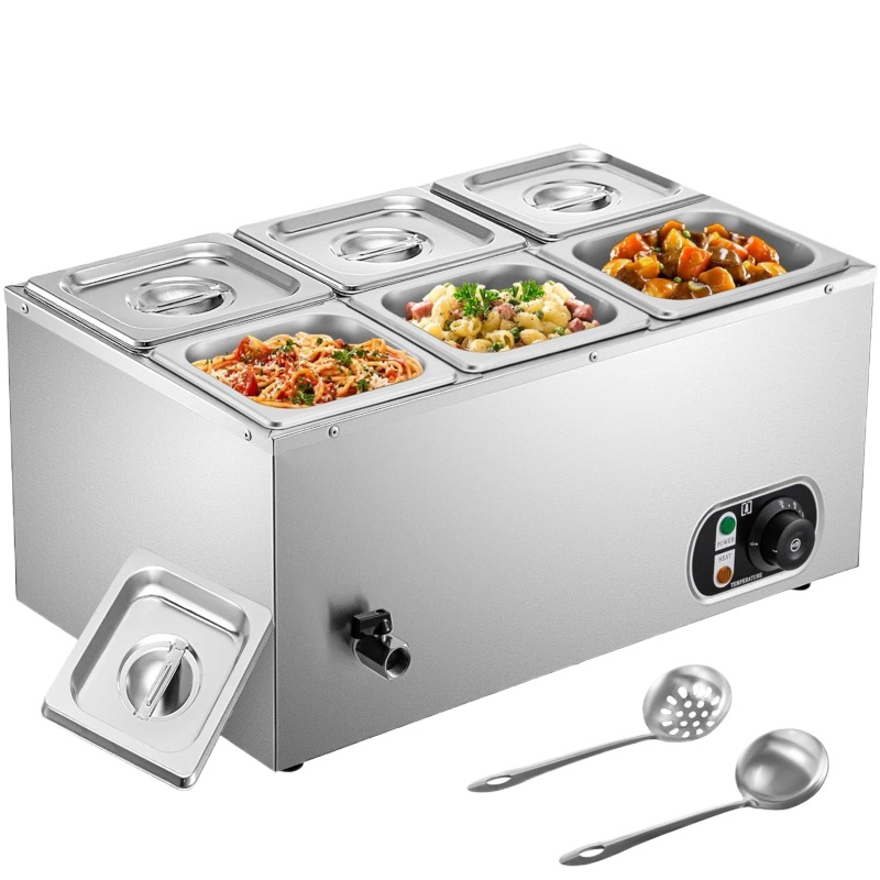 Bain Marie Food Warmer - 6-tanks Commerciële Bain Marie Voedselverwarmer Elektrische