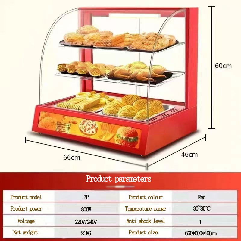 Bain Marie Food Warmer - Verwarmde vitrinekast Hoge kwaliteit voedselverwarmer Taartverwarmer