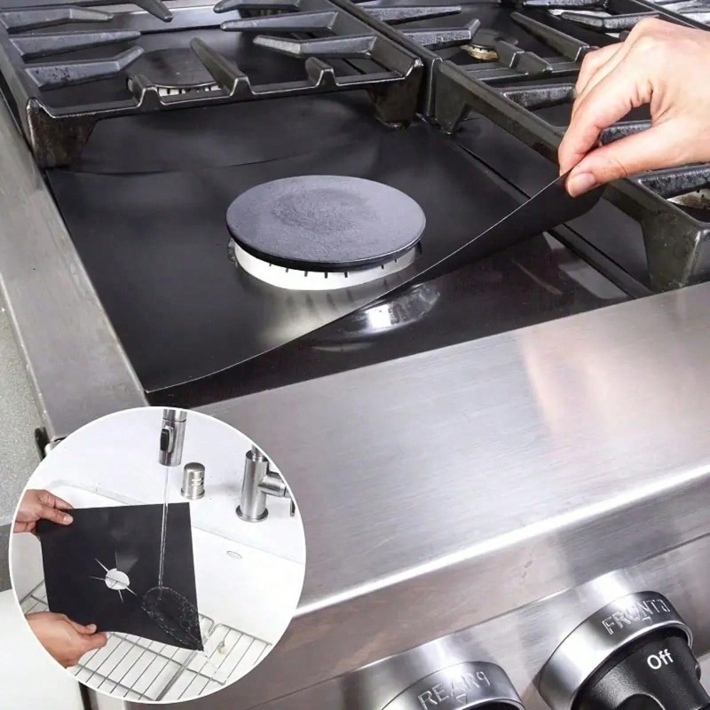 Commercial Kitchen Warmer - 2/4/6/8 Stuks Gasfornuisbeschermer Kookplaatbeschermer Reinigingsmat Pad