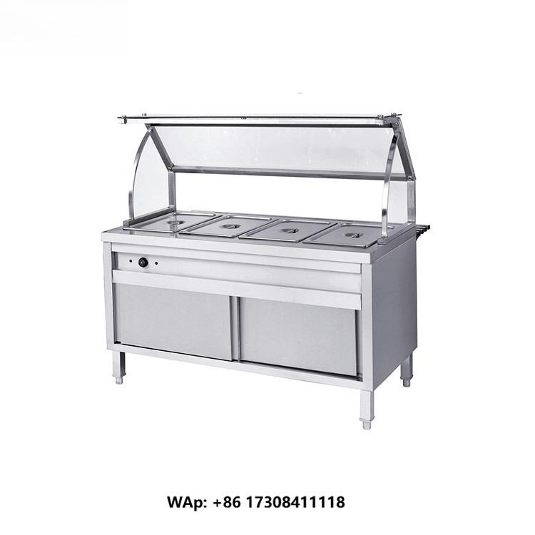 Bain Marie Food Warmer - Commerciële restaurantkeukenapparatuur van roestvrij staal, 4-pans